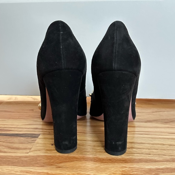 RED Valentino Suede Square Toe/Hill Chain Trim Pumps - Picture 5 of 12